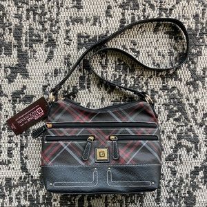 NWT Leather Stone Mountain Highlands Plaid Hobo in Black Plaid